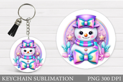 Cute Snowman Keychain Design. Christmas Keychain Sublimation Product Image 1