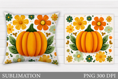 Floral Pumpkin Pillow Design. Pumpkin Sublimation Product Image 1