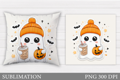 Cute Ghost Pillow Design. Cute Ghost Sublimation Product Image 1
