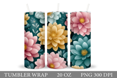Floral Tumbler Design. Flowers Tumbler Sublimation Product Image 1