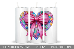 Heart Tumbler Sublimation. Valentines Tumbler Wrap Design Product Image 1