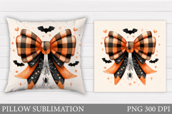 Halloween Bow Pillow Design. Halloween Pillow Sublimation Product Image 1