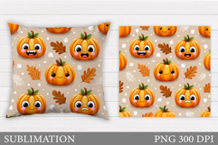 Funny Pumpkin Pillow Design. Cute Pumpkin Sublimation Product Image 1