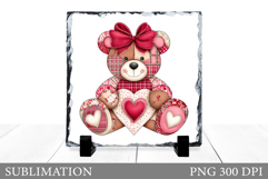 Valentines Bear Sublimation. Valentines Bear Slate Design Product Image 1