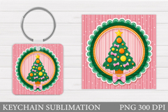 Christmas Tree Keychain. Christmas Keychain Sublimation Product Image 1