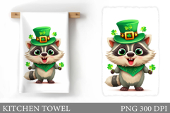 St Patrick Raccoon Kitchen Towel. St Patrick Kitchen Towel Product Image 1