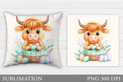 Easter Cow Pillow Design. Easter Pillow Sublimation Product Image 1