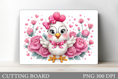 Cute Chicken Cutting Board. Chicken Flowers Cutting Board Product Image 1
