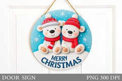 Christmas Bear Door Sign. Christmas Door Sign Sublimation Product Image 1