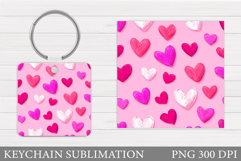 Hearts Keychain Sublimation. Valentine Keychain Design Product Image 1