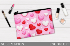 Hearts Cosmetics Bag. Valentines Makeup Bag Design Product Image 1