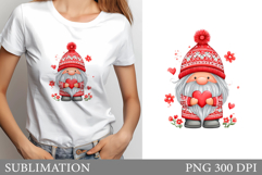 Valentines Gnome Sublimation. Valentine Gnome T-Shirt Design Product Image 1