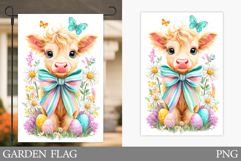Easter Cow Garden Flag. Easter Garden Flag Sublimation Product Image 1