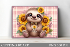 Cute Sloth Cutting Board. Sloth Flowers Cutting Board Design Product Image 1