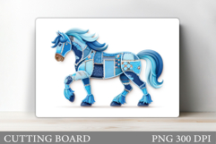 Denim Horse Cutting Board. Horse Sublimation Product Image 1