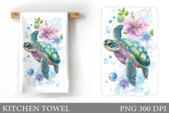 Turtle Kitchen Towel Design. Sea Turtle Sublimation Product Image 1