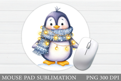 Cute Penguin Mouse Pad. Christmas Penguin Mouse Pad Design Product Image 1