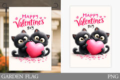 Valentines Cat Garden Flag. Valentines Garden Flag Design Product Image 1