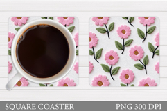 Floral Coaster Design. Flowers Coaster Sublimation Product Image 1