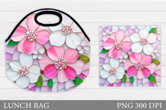 Flowers Lunch Bag Sublimation. Floral Lunch Bag Design Product Image 1