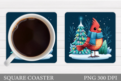 Cardinal Coaster Sublimation. Christmas Coaster Design Product Image 1