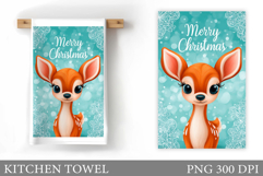 Cute Deer Kitchen Towel. Christmas Kitchen Towel Design Product Image 1