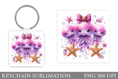 Cute Jellyfish Keychain Design. Jellyfish Sublimation Product Image 1