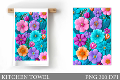Flowers Kitchen Towel. Floral Kitchen Towel Sublimation Product Image 1