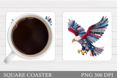 Patchwork Eagle Coaster Design. Patchwork Eagle Sublimation Product Image 1