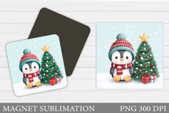 Christmas Magnet Design. Penguin Magnet Sublimation Product Image 1