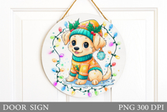 Christmas Dog Door Sign. Christmas Door Sign Sublimation Product Image 1