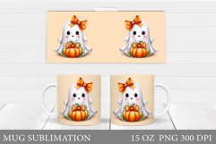 Halloween Ghost Mug Design. Cute Halloween Mug Sublimation Product Image 1