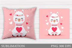Valentines Lama Pillow Design. Valentine Pillow Sublimation Product Image 1