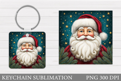 Santa Claus Keychain Design. Christmas Keychain Sublimation Product Image 1
