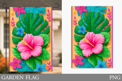 Hibiscus Garden Flag Design. Tropical Flowers Garden Flag Product Image 1