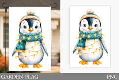 Penguin Garden Flag. Christmas Garden Flag Sublimation Product Image 1