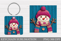Crochet Snowman Keychain. Christmas Keychain Design Product Image 1