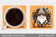 Halloween Gnome Coaster. Halloween Coaster Sublimation Product Image 1