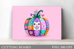 Patchwork Pumpkin Cutting Board. Fall Pumpkin Sublimation Product Image 1