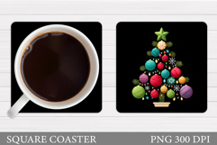 Christmas Tree Coaster Design. Christmas Coaster Sublimation Product Image 1