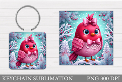 Christmas Bird Keychain. Christmas Keychain Sublimation Product Image 1