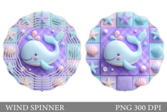 Whale Wind Spinner Sublimation. Sea Wind Spinner Design Product Image 1