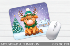 Christmas Cow Mouse Pad. Christmas Mouse Pad Design Product Image 1