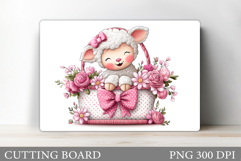Cute Lamb Cutting Board. Lamb Flowers Cutting Board Design Product Image 1