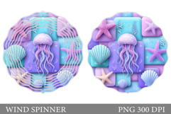 Jellyfish Wind Spinner Sublimation. Sea Wind Spinner Design Product Image 1