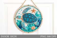 Turtle Door Sign Sublimation. Summer Door Sign Design Product Image 1