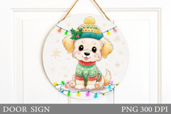 Christmas Dog Door Sign. Christmas Door Sign Sublimation Product Image 1