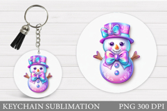 Christmas Snowman Keychain. Christmas Keychain Sublimation Product Image 1