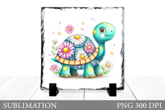 Cute Turtle Sublimation. Cute Turtle Slate Design Product Image 1