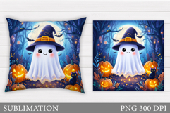 Halloween Ghost Pillow Design. Halloween Ghost Sublimation Product Image 1